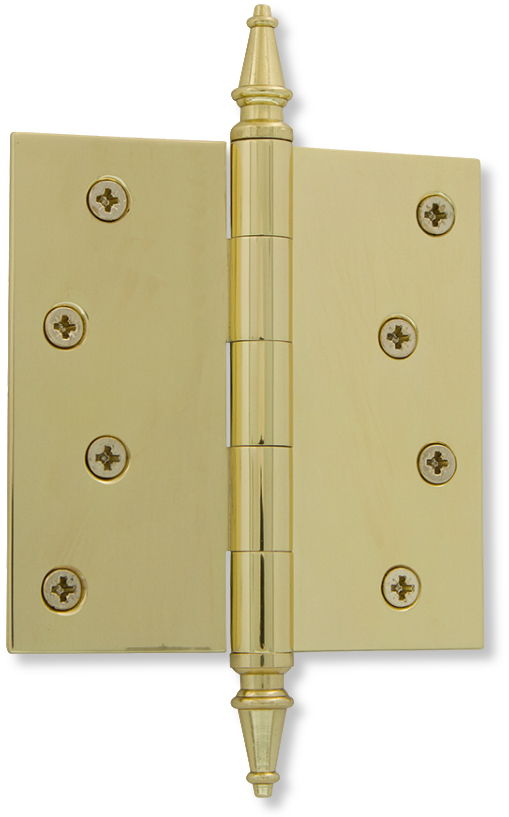 4" polished brass traditional steeple hinge